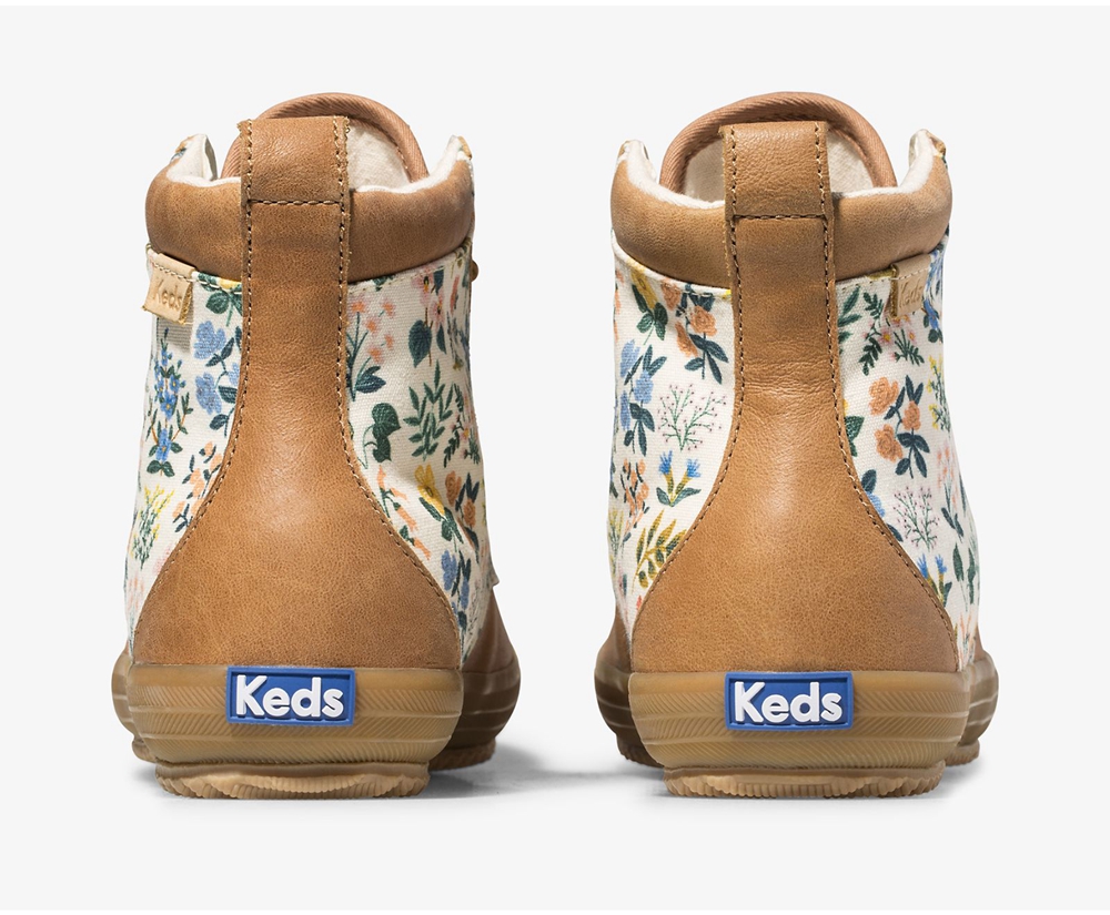 Keds Boots Brown - Rifle Paper Co. Scout Leather Wildflower w/ Thinsulate - Womens IVSPQX-286